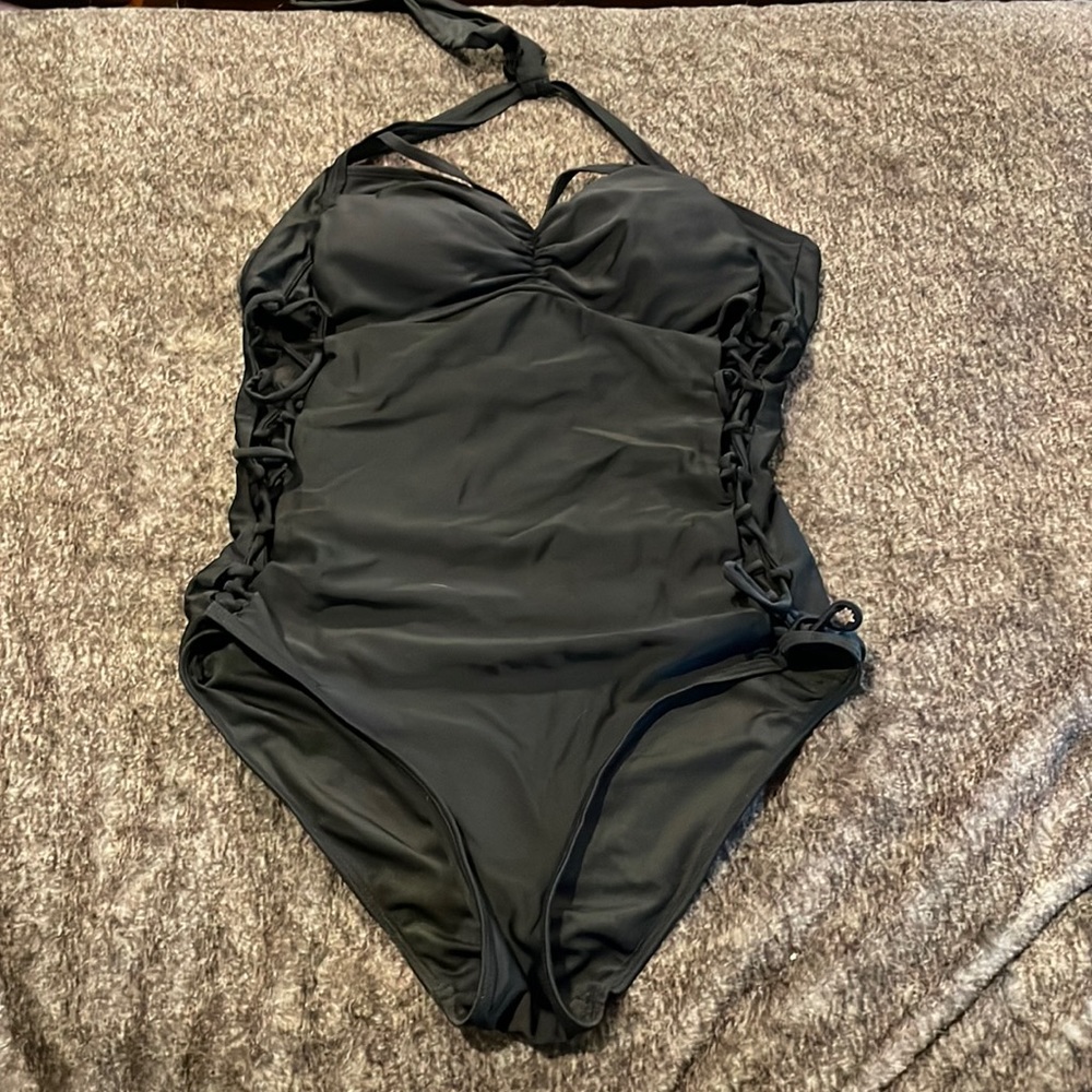 Fashionova Strappy Black One Piece Swimsuit XL